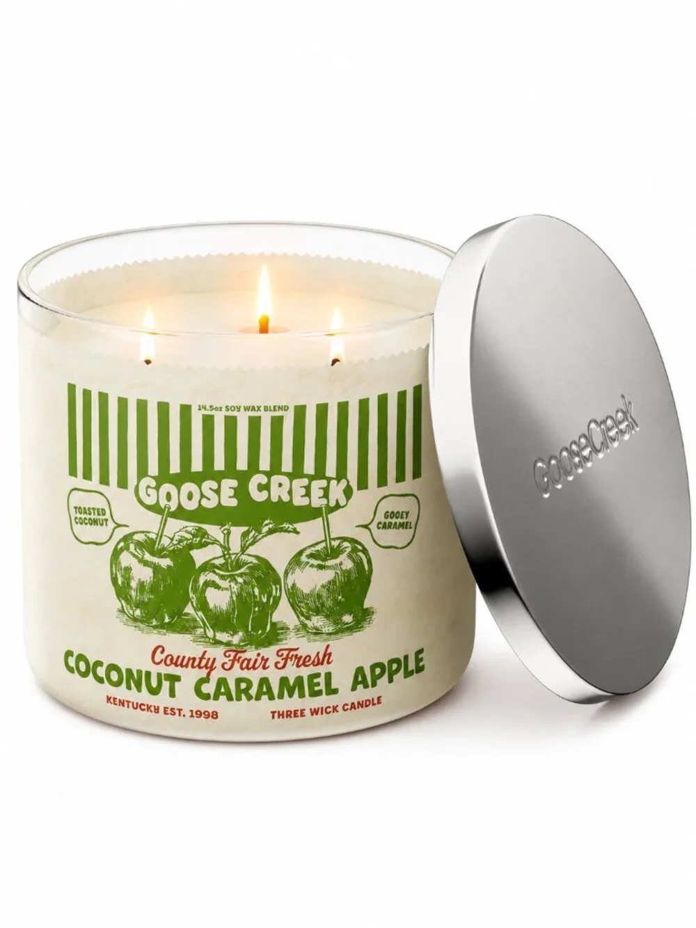 New Goose Creek Coconut Caramel Apple 3-Wick Candle 14.5 oz Fall Scent
